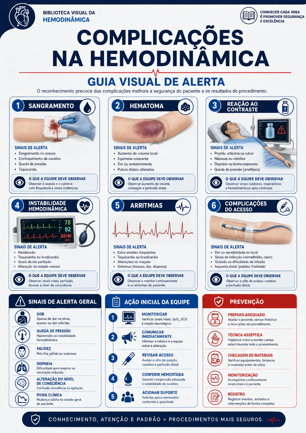 Complicações na hemodinâmica — guia visual de alerta