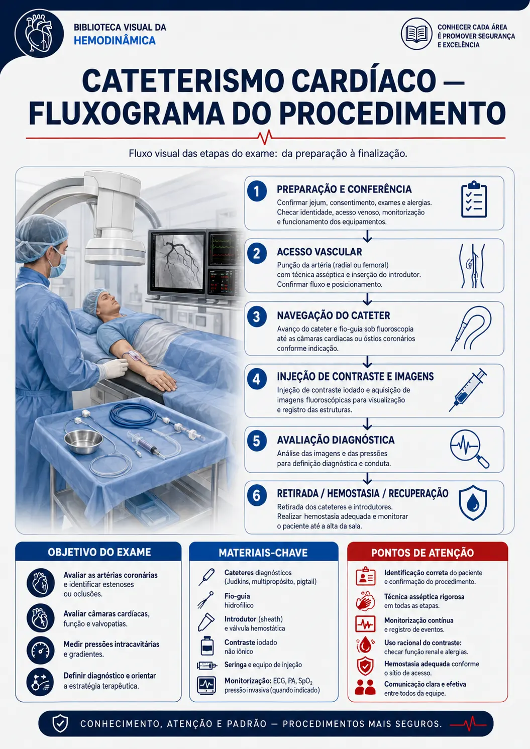 Cateterismo cardíaco — fluxograma do procedimento